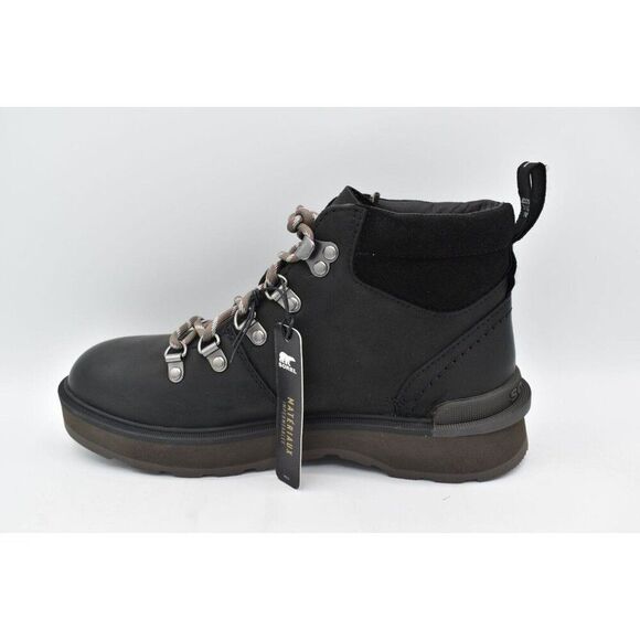 Sorel Womens Size 8.5 Hi Line Hiker Jet Black Waterproof Leather Lace Up Boots - Picture 7 of 12